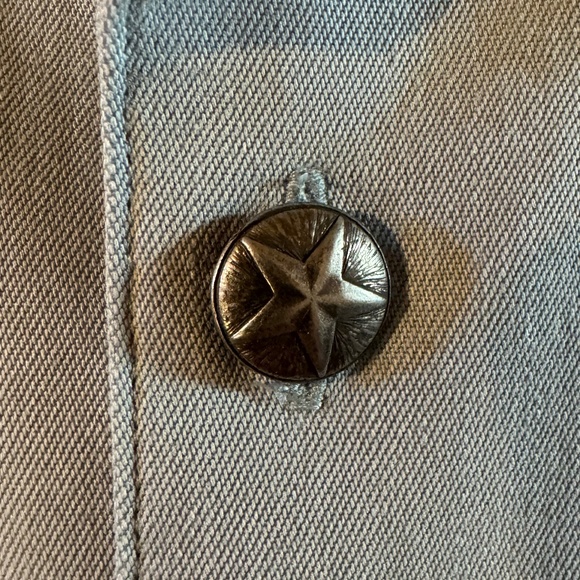 Men's Pale Blue Stubbs Wester Texas Star Button Long Sleeve Banded Collar SZ L - Picture 3 of 11